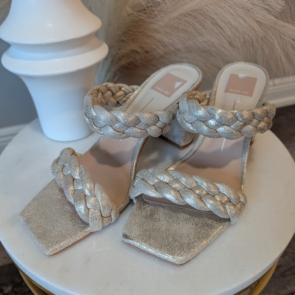 Dolce Vita Gold Braided Heels - Picture 3 of 7